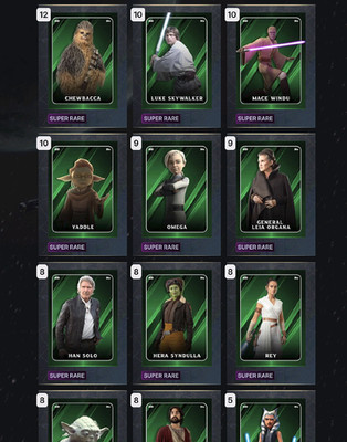 Star Wars Card Trader 2026 SR Opposing Forces - Green - Complete 15 Card Set