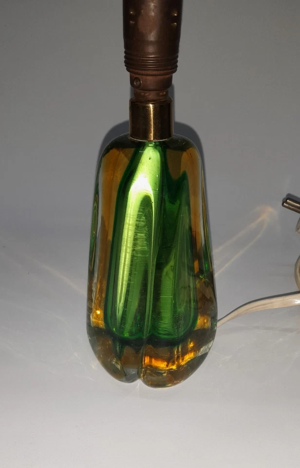 Vintage MURANO SMMERSO TISCHLAMPE 70er J. gelb grün, LAMPENFUSS LAMPE - Bild 3 von 4