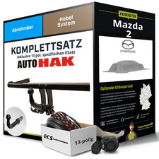 Für MAZDA 2 Typ DE_ , DH_ Anhängerkupplung abnehmbar +eSatz 13pol 07-15 NEU