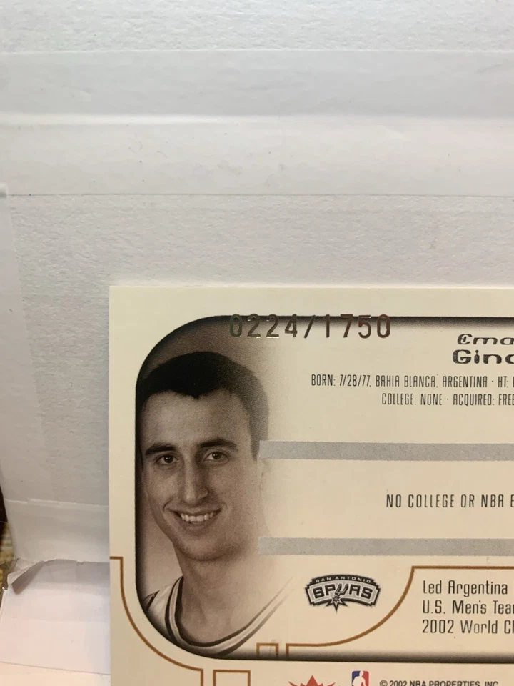 2002-03 Flair Class of '02 /1750 Manu Ginobili Emanuel #119 Rookie RC HOF — 第 3/3 张图片