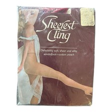 VTG NOS Sheerest Cling Pantyhose Size 2 Deep Red Nylon Sheer Soft Silky Cotton