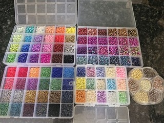 Joblot Craft Beads Wire Small Beads Jewellery Making Mixed Colours Mixed Sizes