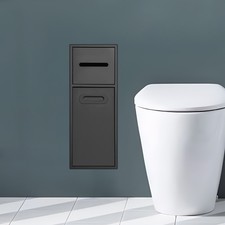 Rectangle Bathroom Trash Can Tilt Out Trash Bin Cabinet Hidden Trash Can Black