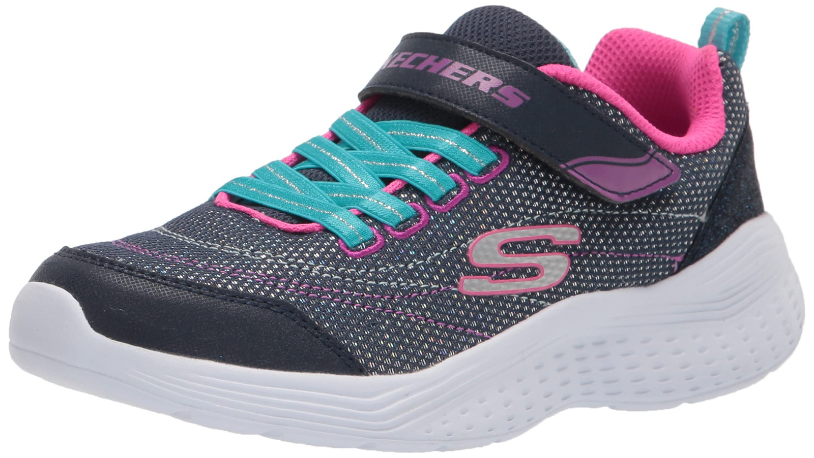 Skechers Girls Uno Lite Sneaker Shoe Navy/Multi, 2 Little Ki