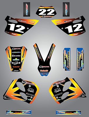 Custom Graphics full Kit SUNRISE STYLE stickers to fit KTM SX 1993-1997
