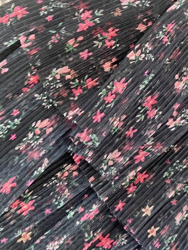 ZARA GIRL'S RUFFLE TIERED PLEATED FLORAL BLACK TULLE PULL ON SKIRT 11-12 - Picture 3 of 5