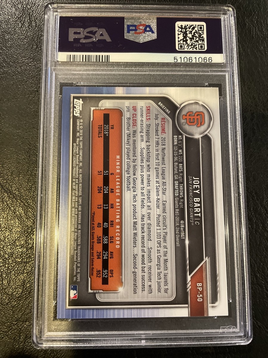2019 Bowman Chrome Joey Bart 1st Prospect #BCP-50 PSA 9 SF