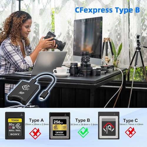 CFexpress Type B USB3.2 GEN 2 10Gbps Card Reader, Dual Slot Portable CFexpres... - Picture 5 of 7