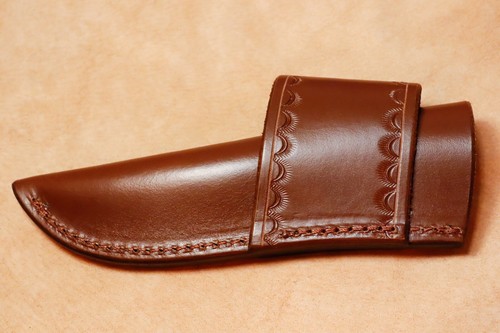 Custom Leather Crossdraw Sheath for Buck Selkirk 863 - Picture 2 of 3