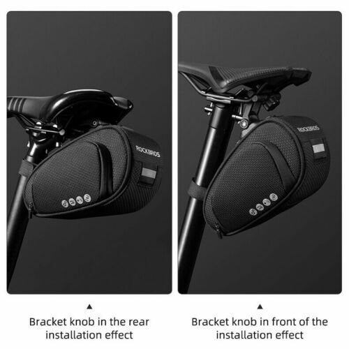NEW Rockbros Bicycle Rear Bike Seat Saddle Bag Black Cycling Tail Pouch Storage - Picture 9 of 10