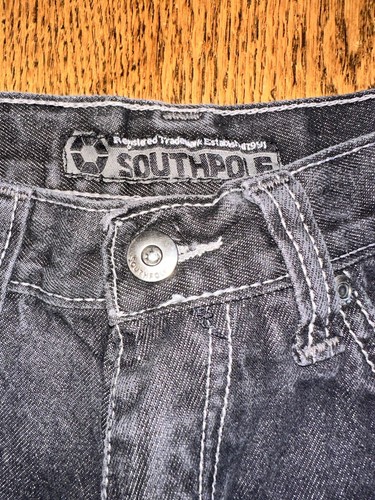 SouthPole Jean Shorts Boys Youth Long Length Black 10 Striped Pockets Jorts - Picture 9 of 15