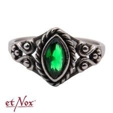 etNox Ring Gothic Wicca Magie Edelstahl Green Navette grüner Zirkonia SR1226