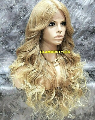 LACE FRONT FULL WIG LONG WAVY LAYERED MEDIUM BLONDE MIX T27.613 HEAT OK NWT