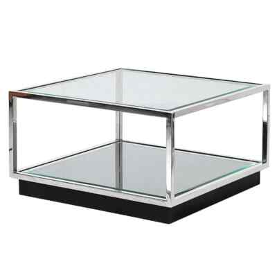 Coffee Table Kohen 65x65x40cm With Clear Glass/Mirror (114728) | eBay.de