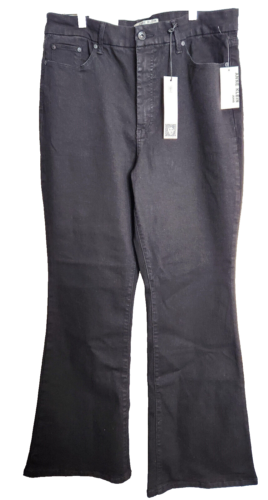 NWT Anne Klein Jeans 14 XL 12 Black Denim High Rise Flare Leg Stretch Pants $69