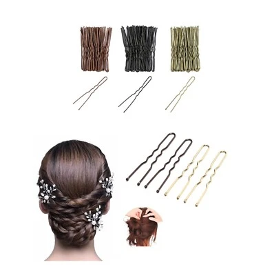 Dünnes Metall gewellte U-Form Haarnadeln Brötchengriffe goldblond & braunes Haarzubehör