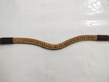 DESIGNER GOLDEN CLEAR CRYSTAL LEATHER BROW BAND FOR HORSE BRIDLE.