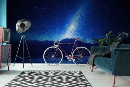 3D Mountain Galaxy Night Self-adhesive Removeable Wallpaper Wall Mural - Bild 1 von 9