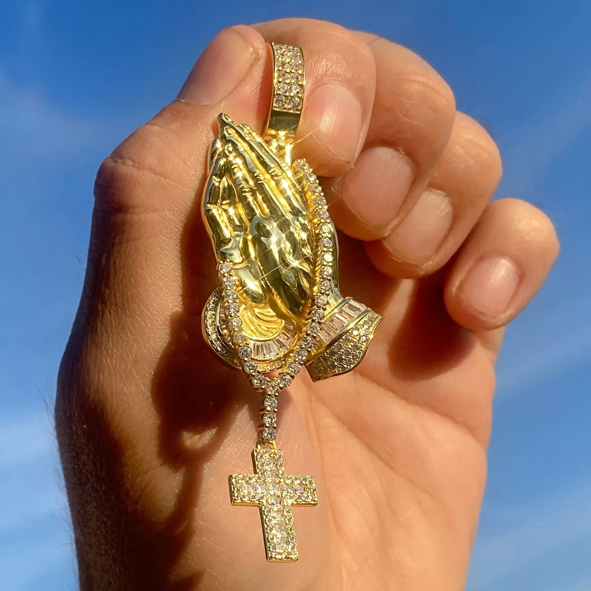 Praying hands cross pendant deals