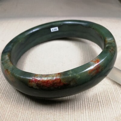 100MM Ancient GRADE A NATURAL Red Green HETIAN Jade Jadeite JADE BRACELETS Ring