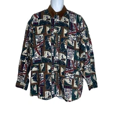 HTF Van Heusen 417 Vintage Over Easy USA Outdoor Mountain Forests Hiking Shirt L