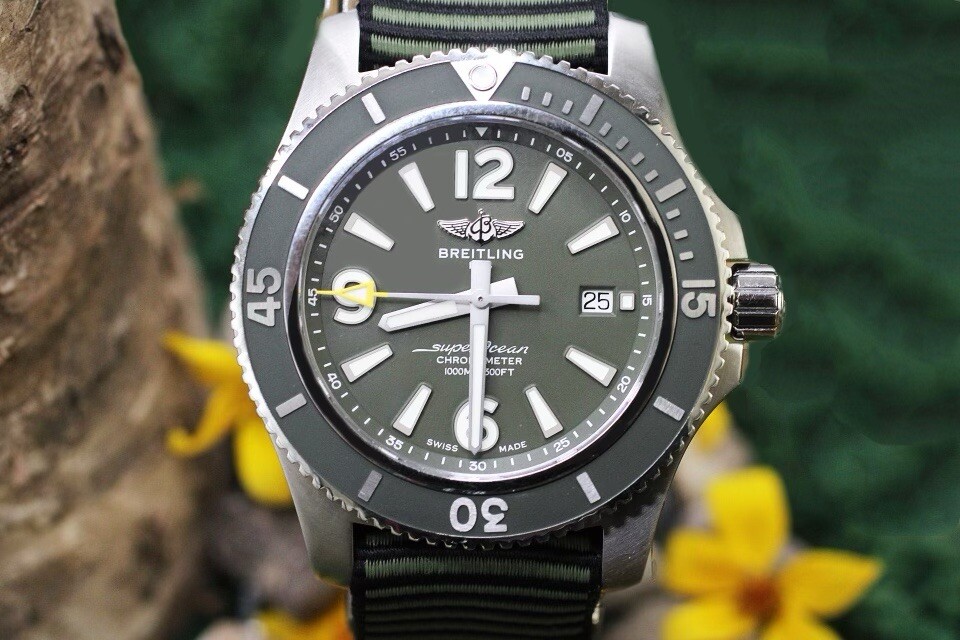 Breitling Superocean A17367 GreenDial. Complete With Box & Papers. MSRP: $4350