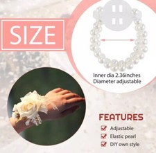 1 Elastic Pearl Wrist Corsage Wedding Pearl Bracelet DIY Wrist Accessories Prom