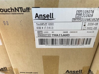 1000 Ansell TouchNTuff 92-600 Medical Green Nitrile Gloves Latex Free Medium