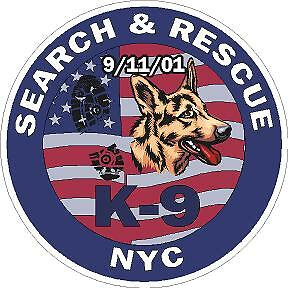 NYC Police K-9 Search and Rescue 9/11/01 Reflective Vinyl Decal Sticker ...