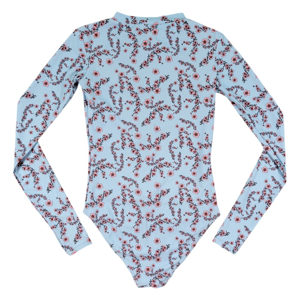 Mott50 Mila Swimsuit Womens Size XS Blue Floral Zip Long Sleeve One