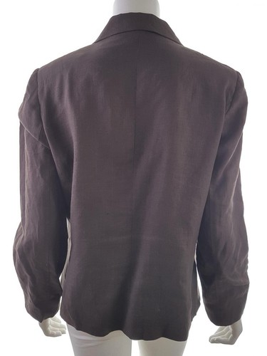 CAPPUCCINI T. 40 Marrone Blazer con bottoni Lino 100% Manica lunga Tasche - Foto 3 di 5