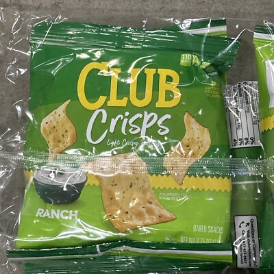 (5 pack) Club Ranch Flavored Cracker Crisps, Baked Snack Crackers, 0.75oz