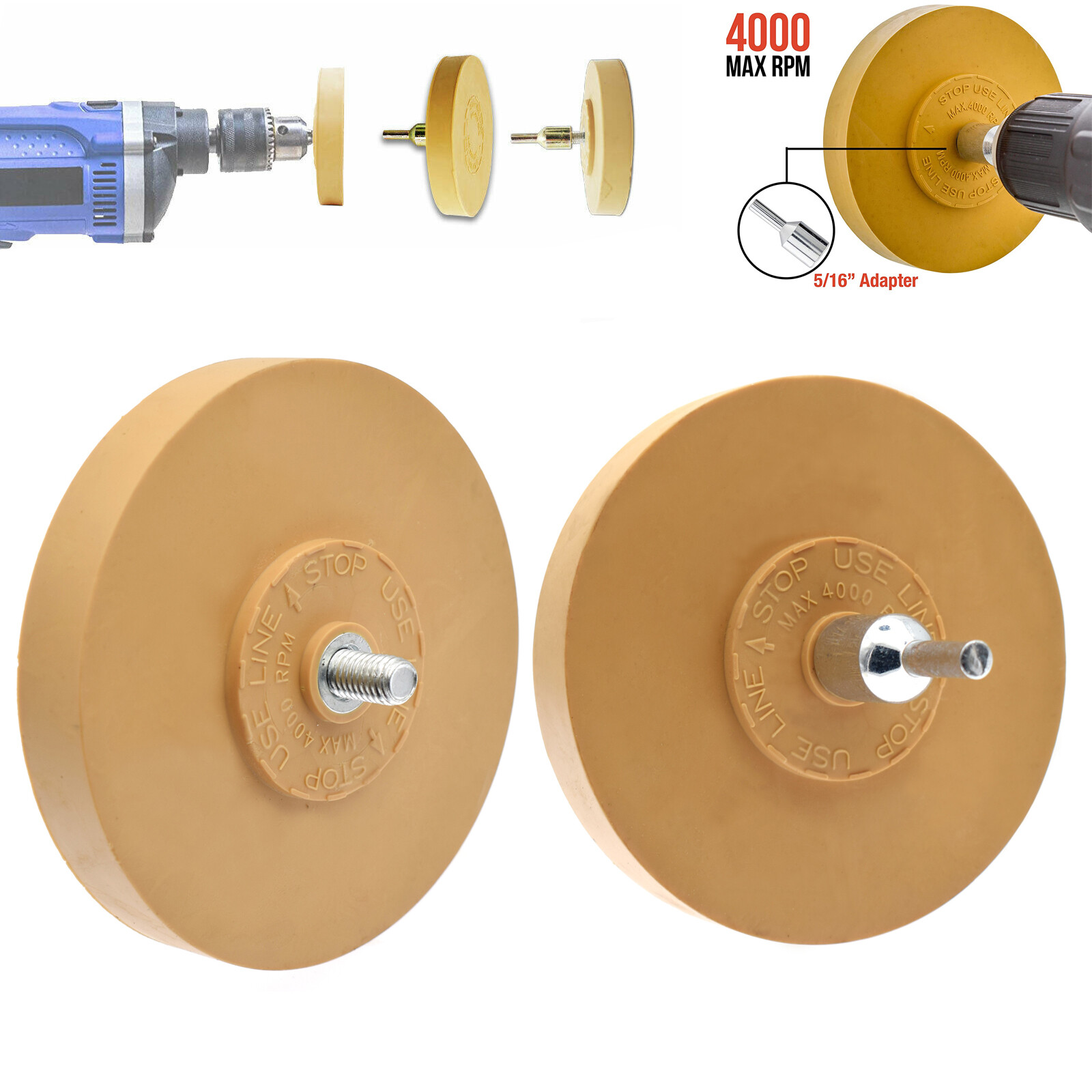 4'' Car Decal Remover For 3M Glue Rubber Eraser Wheel Remove Adhesive