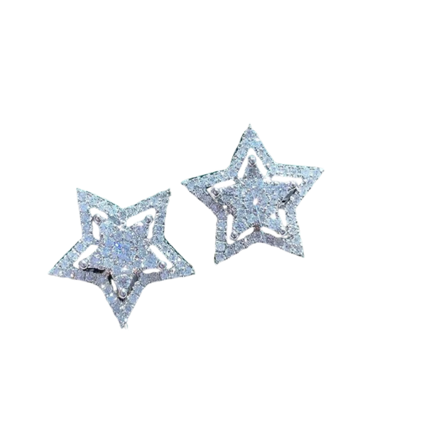 SüßE Ohrringe Schmuck Sterne Stars Ohrstecker WeißGold Plattiert (Vergoldet)-image