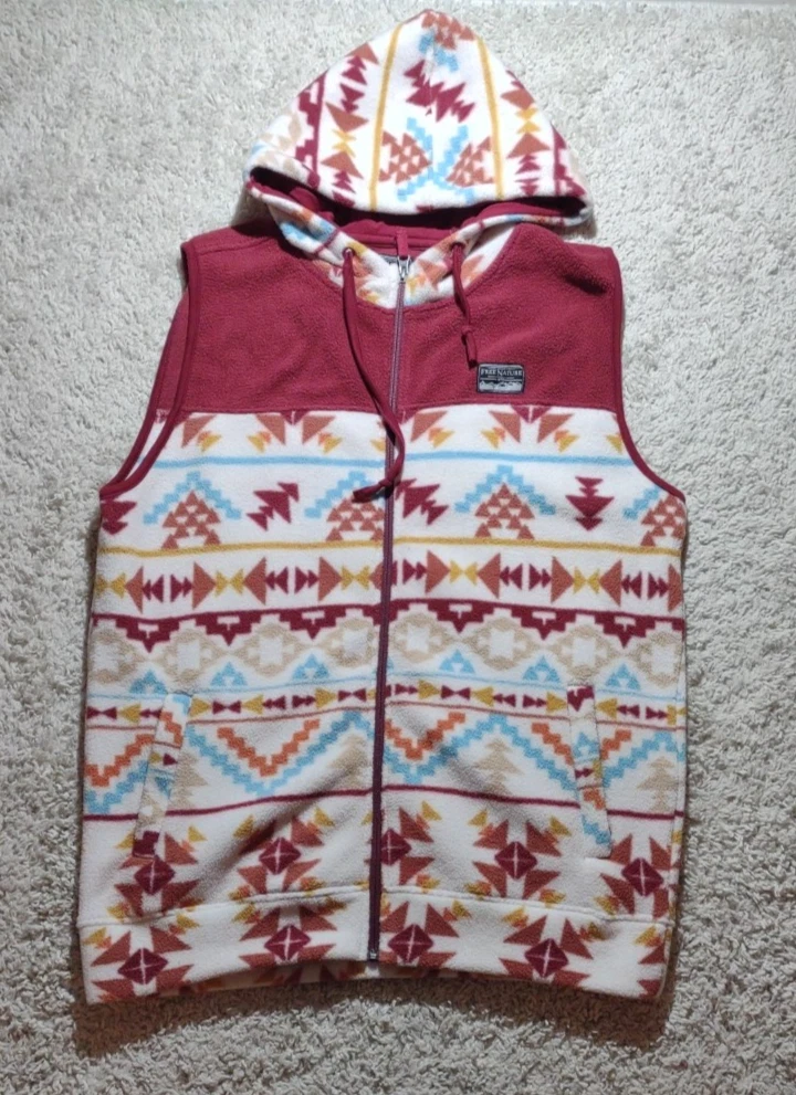 Free Nature Fleece Vest Men's Size M Aztec South Western Hooded Zip Pockets Red
Opens in a new windo