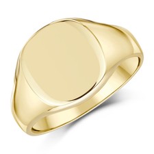 9ct Yellow Gold Signet Ring Cushion Shaped Signet Light ,Medium Heavy Weight