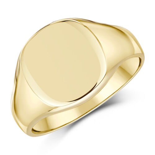 9ct Yellow Gold Signet Ring Cushion Shaped signet Light ,Medium Heavy Weight - Afbeelding 1 van 5