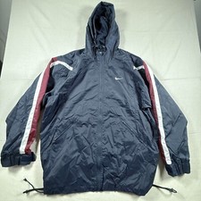 Vintage 90s Nike Men's Mesh-Lined Hooded Full Zip Windbreaker Jacket Size M Navy