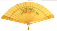 Antique Hand Painted Celluloid Fan Nice Good Condition