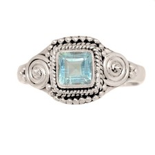 Handwork - Blue Topaz 925 Sterling Silver Ring Jewelry s.8 CR71847