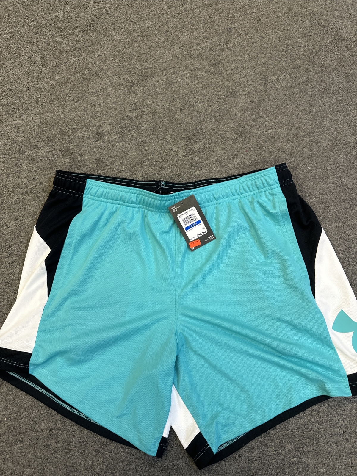Under Armour Basketball Shorts Womens UA Baseline 6" White Teal Size XL