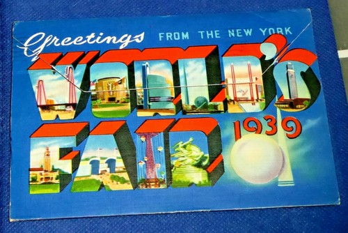 1939 World's Fair Accordion Fold Out Postcard July 5 Postmark - Picture 2 of 3