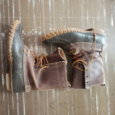 •L.L. Bean Men’s 8 Made In Maine Leather Hunting Duck Waterproof Boots 8\