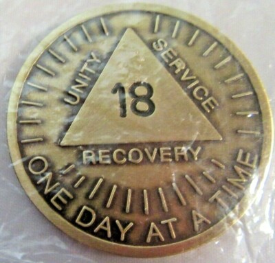 Alcoholics Anonymous AA 18 Year Sunshine Bronze Medallion Token Chip ...
