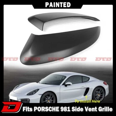 Matte Black Fits Porsche 981 GT4 Boxster Cayman Air Intakes Vents Scoops Grilles - Image 1 of 4