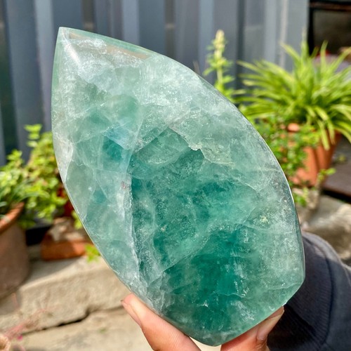 1.36LB Natural Green Fluorite Quartz Water drop Crystal Healing Decoration - Picture 7 of 8