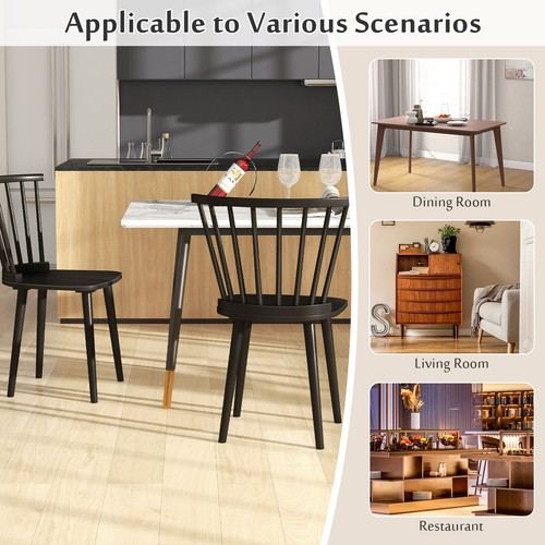 Rubber Wood Windsor Dining Chairs Set of 4 w/ Spindle Back for Living Room - Picture 6 of 9