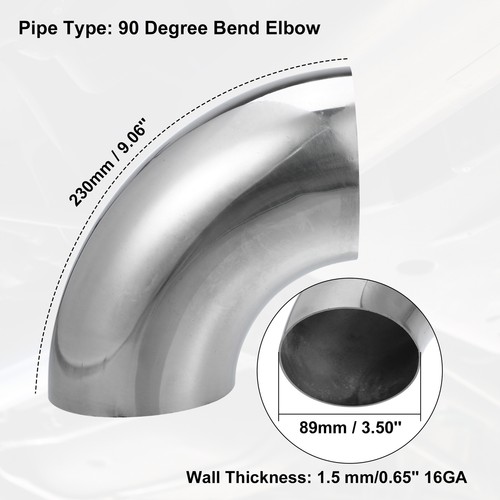 Universal Pack (4) OD 3.5 Inch 90 Degree Mandrel Bend Tube Exhaust Elbow Pipe - Picture 3 of 7