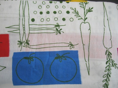 Vtg 1970s Curtain Valance Vegetable Mushrooms Carrots Peas Sears 80 x 12 Pop Art - Picture 4 of 6