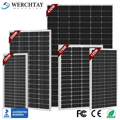 100W 120W 170W 200W 300W 400W Solar Panel 12V Mono RV Caravans Off Grid Boat